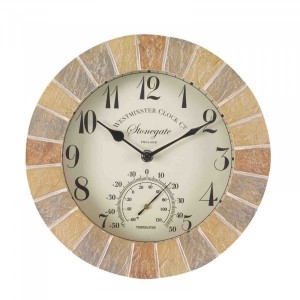 STONEGATE WALL CLOCK & THERMOMETER 10"